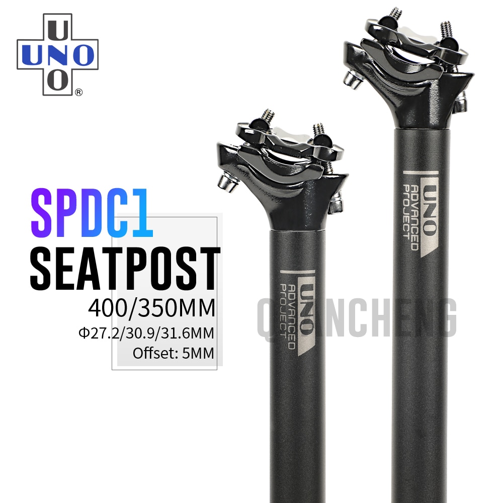 UNO-tija de sillín ultraligera para bicicleta de montaña, tubo de sillín de 350/400mm, 27,2/30,9/31,6mm, compensa 5mm, piezas de bicicleta de carretera