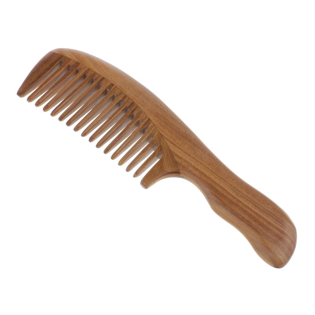 Peine de madera de sándalo peine de diente ancho-cepillo antiestático para el cuidado del cabello masaje de cabeza