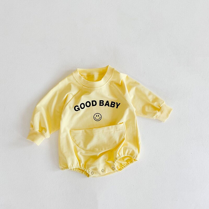 Milancel Baby Jongens Kleding Brief Print Herfst Baby Meisjes Kleding Sport Stijl Baby Bodysuit Glimlach Gezicht Peuter Outfit: yellow / 3-6M