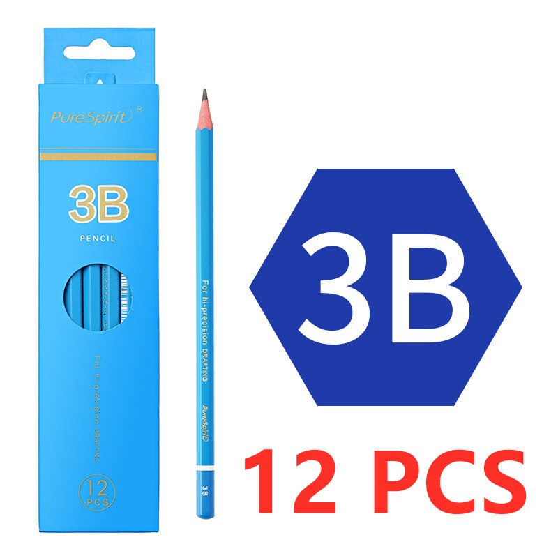 12 pcs/box pencil 2B to 14B Full range of art pencils student painting pen sketch pen wooden charcoal pencil: A8