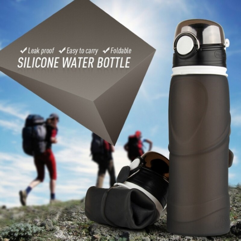 750Ml Siliconen Fles Voor Water Opvouwbare Water Fles Sport Bpa Gratis Cup Vouwen Knijpfles Voor Toerisme Camping Apparatuur