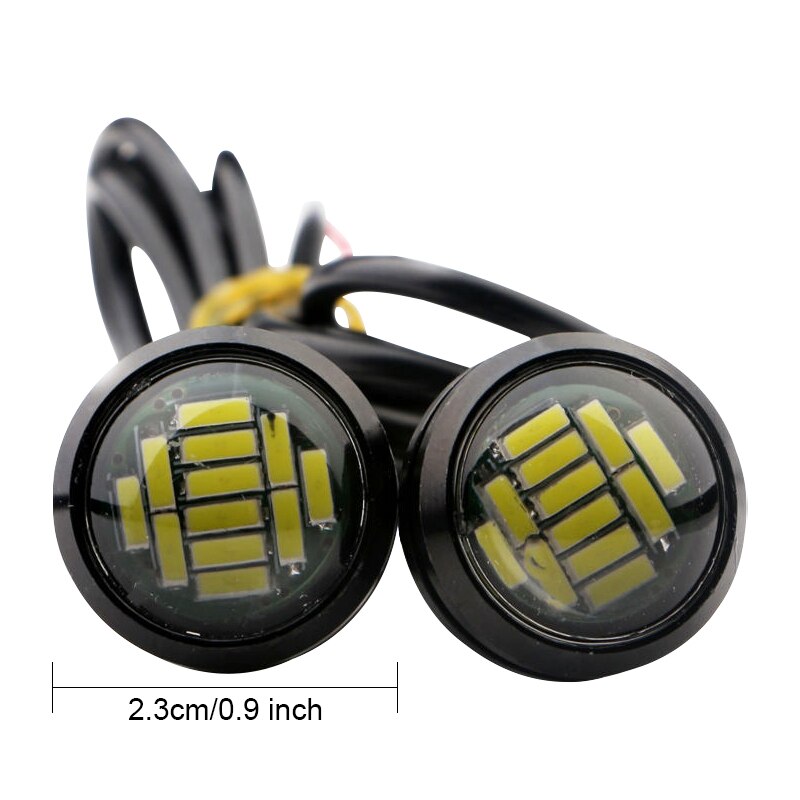 Luz LED de marcha diurna de ojo de águila, lámpara de marcha atrás DRL, blanco, 12V, 5W, Ojo de águila, ojo de halcón, luces de circulación diurna, accesorio para coche de 23mm