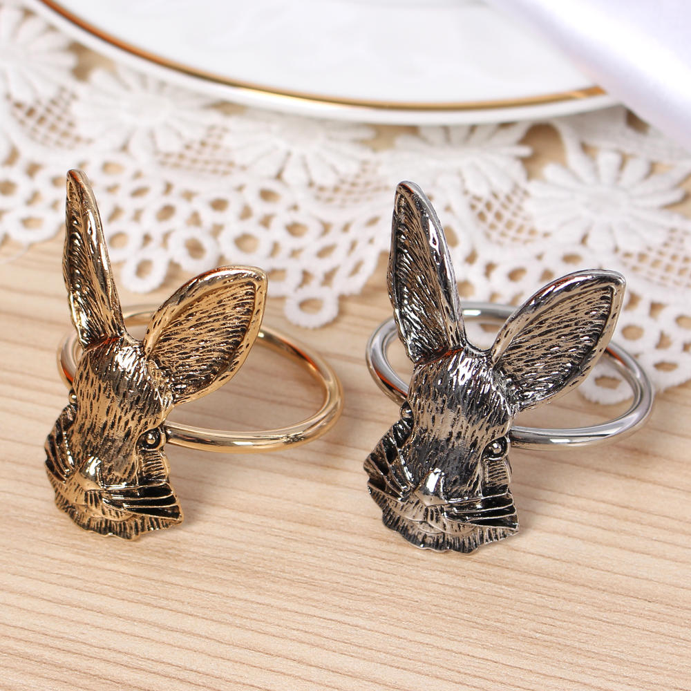 Bunny Oren Servetringen Pasen Konijn Servet Ring Houder Metalen Servethouder Thuis Tafel Decor Voor Lente Pasen Rustieke