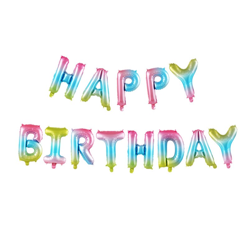 13pcs/set 16inch Letter HAPPY BIRTHDAY Foil Balloons Birthday Party Decoration Alphabet Balloon Supplies children Banner: rainbow