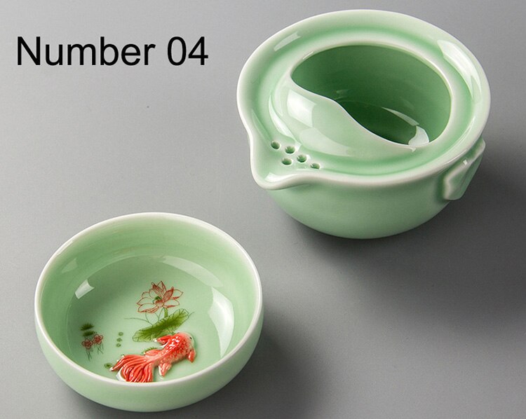 Ceramics Tea set Include 1 Pot 1 Cup, gaiwan,Beautiful and easy teapot kettle,kung fu teaset: Number 04