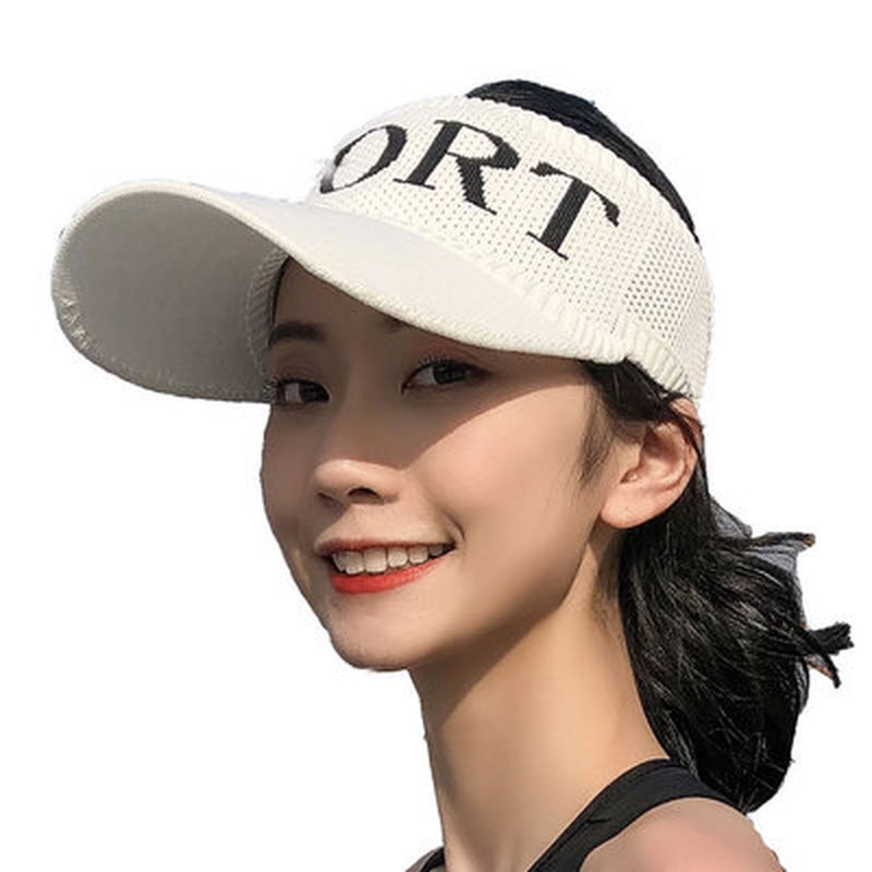 Summer Hat Outdoor Baseball Cap Sports Empty Top Hat Letter Breathable Lengthened Eaves Knitted Sun Hat Female Hat Women