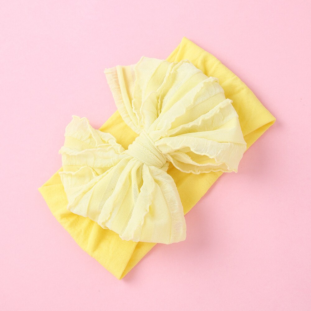 Großes rüschen-schleifen-stirnband aus Nylon, breiter babyturban aus superweichem Chiffon, handgefertigt, geknotet, einheitsgröße, jfny 200: Farbe 13