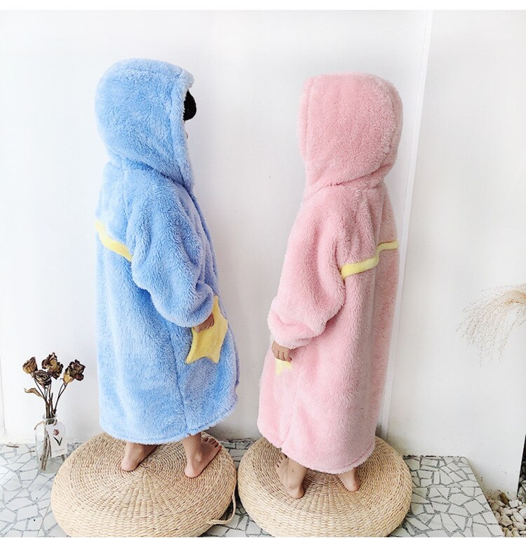 Winter Flanel Kids Pyjama Winter Warm Kinderen Nachtkleding Pyjama Jongen Meisje Met Capuchon Casual Kids Kinderen Een Stuk Pyjama