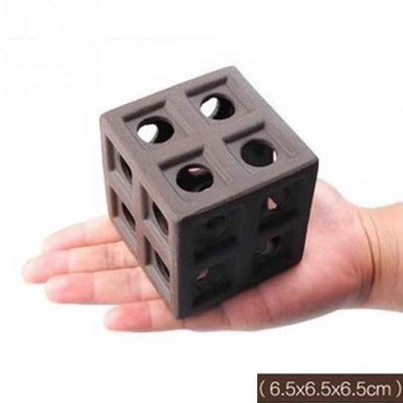 Aquarium Hiding Cave Fish Tank Ornaments Shrimp Cichlid Ceramic DIY Aquatic Landscape Cube Frame Fish Tank Decoration