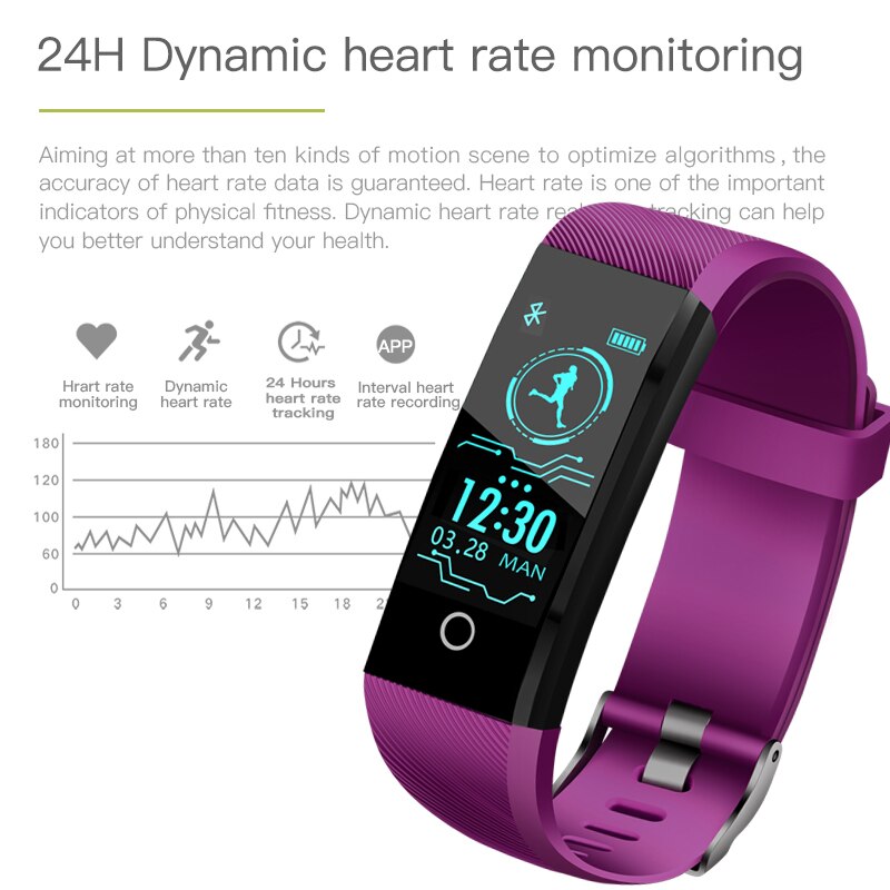 Smart Bracelet Watch LED Color Large Display Heart Rate Sphygmomanometer Fitness Tracker Sports Watch Smart Wristband