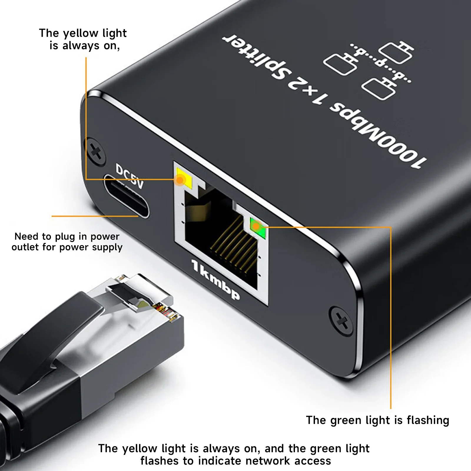 Gigabit ethernet splitter 1 to 2/3/4, 1000 mbps  rj45 lan internet splitter til computer/hub/switch/router/set-top boks/digital-tv