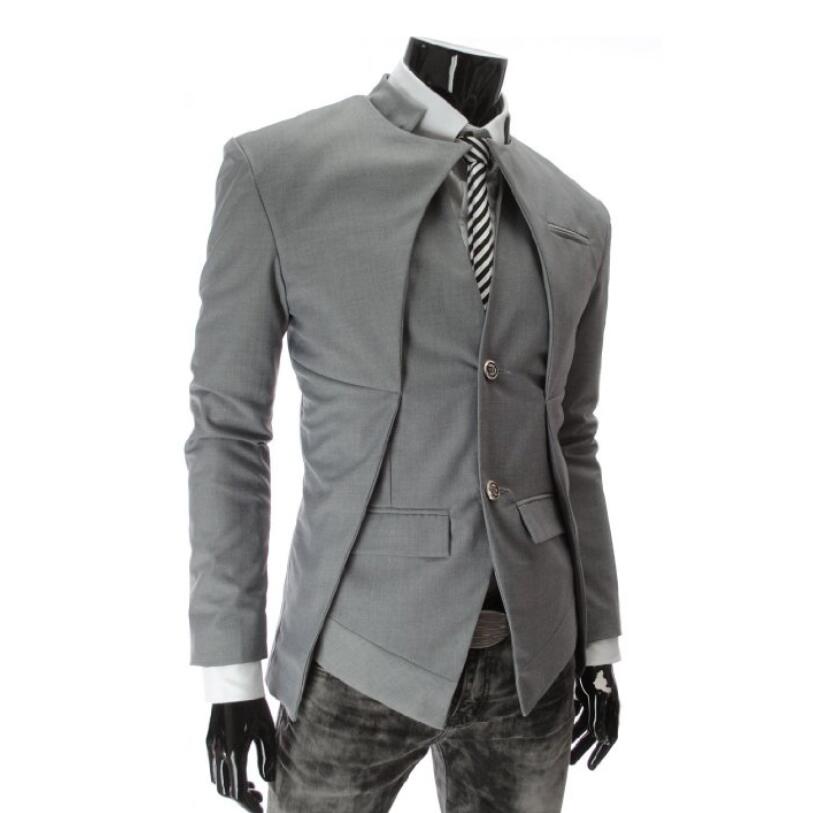 Høst menn casual slim fit blazer masculino asymmetrisk dressjakke herre business hvit blaser sanger scene kostymer