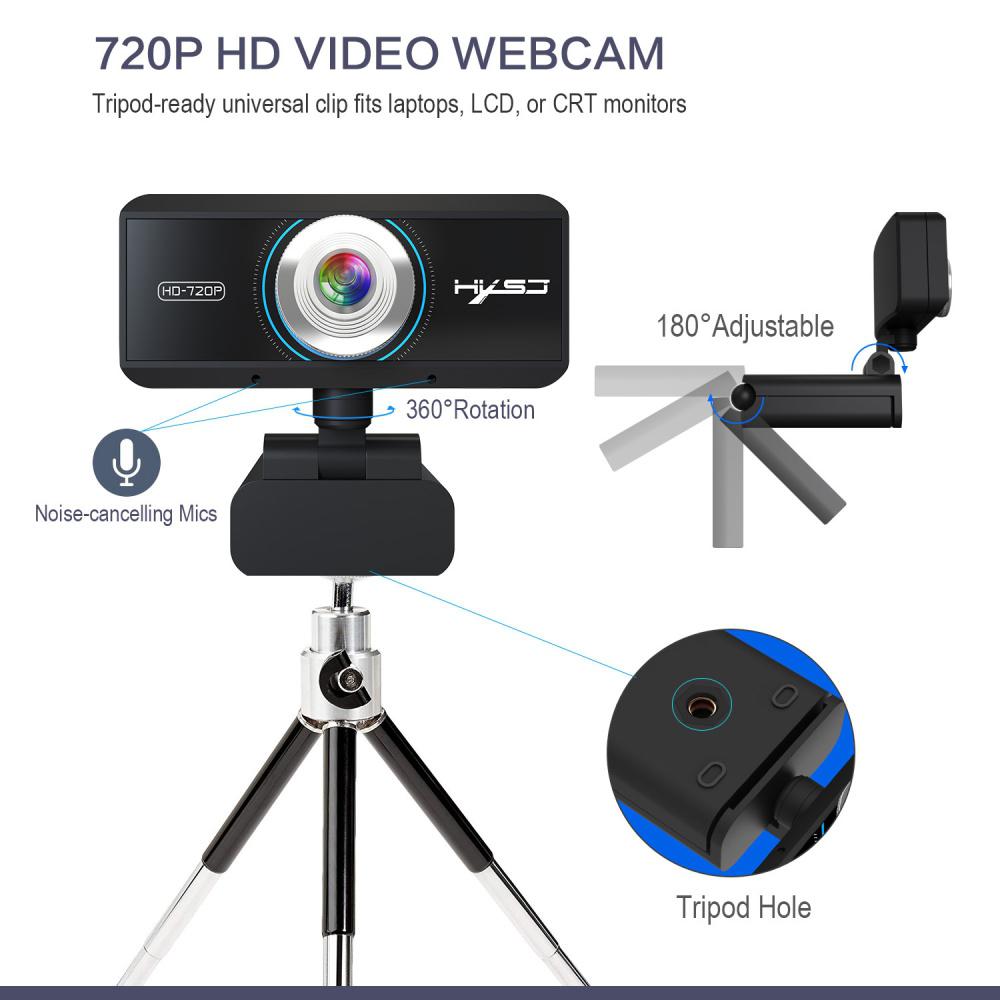 HXSJ S90 HD Webcam 720P Web Cam 360 Gradi di Rotazione Della Macchina Fotografica del PC Video Registrazione Con Microfono Riduzione Del Rumore