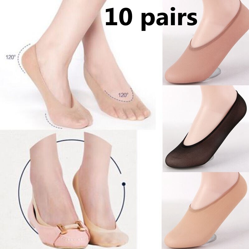 10 par usynlige liner sokker kvinder no show peds low cut anti-skrid bund bue sokker