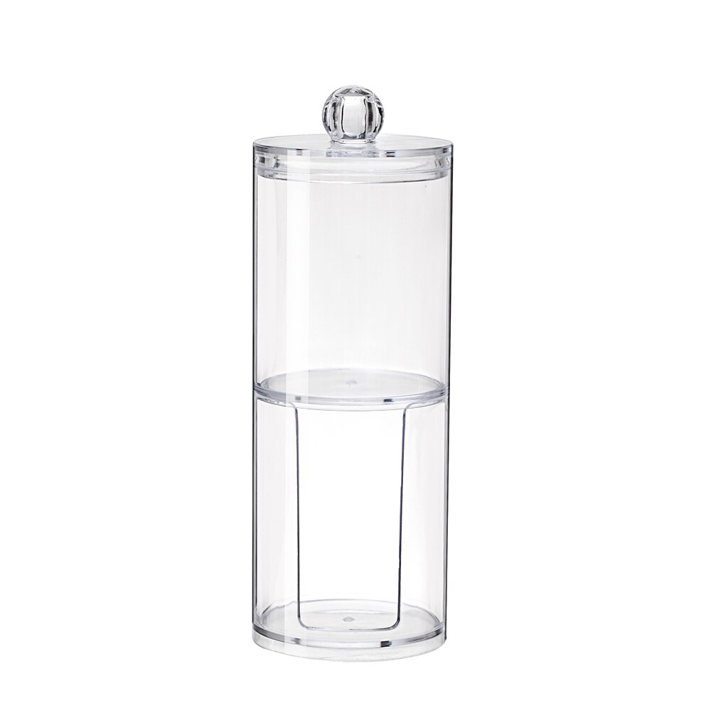 Caja de acrílico transparente para cosméticos, organizador de maquillaje, contenedor de plástico, torundas de algodón, soporte para palillos de dientes: 7x7x20cm