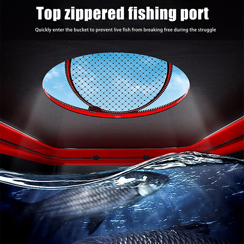 Cubo de pesca plegable, cubo para peces vivos, cubo de pesca portátil multifuncional, caja de pescado, mochila gruesa EVA, caja de pesca