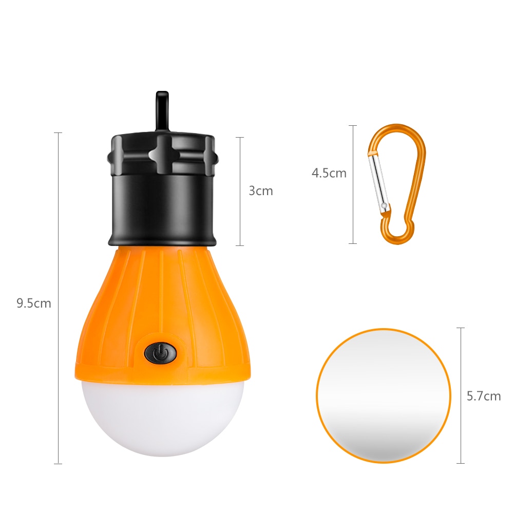 Lámpara LED colgante para tienda de campaña pilas AAA, bombilla con mosquetón de emergencia para exteriores, lámpara de ahorro energético para senderismo