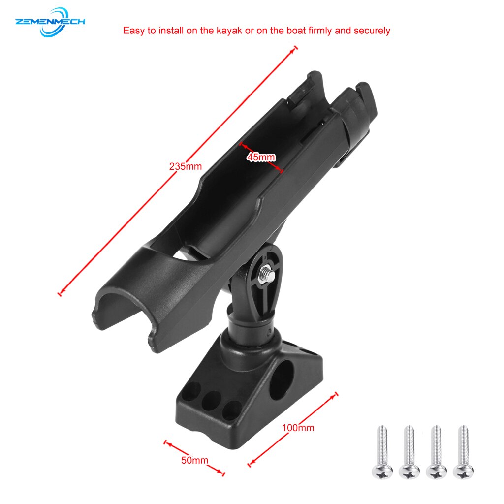 2 Plastic Fishing Rod Holder Clamp On Adjustable Removable 360 Degree Kayak Boat Support Pole Stand Bracket Inflatable Catamaran