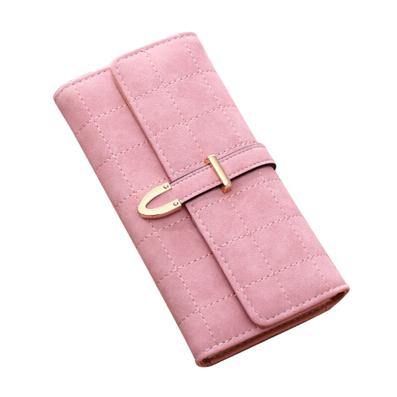 Nova carteira feminina de couro pu, bolsa feminina, porta-cartão de identificação, grande capacidade, de alta qualidade: Style 2  Pink