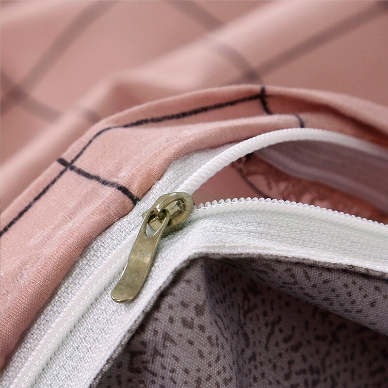 Japanse Beddengoed Set,220 × 240 Dekbedovertrek Set Met Kussensloop, 175 × 220 Dekbedovertrek, king Size Bed Cover, Roze Plaid Deken Cover