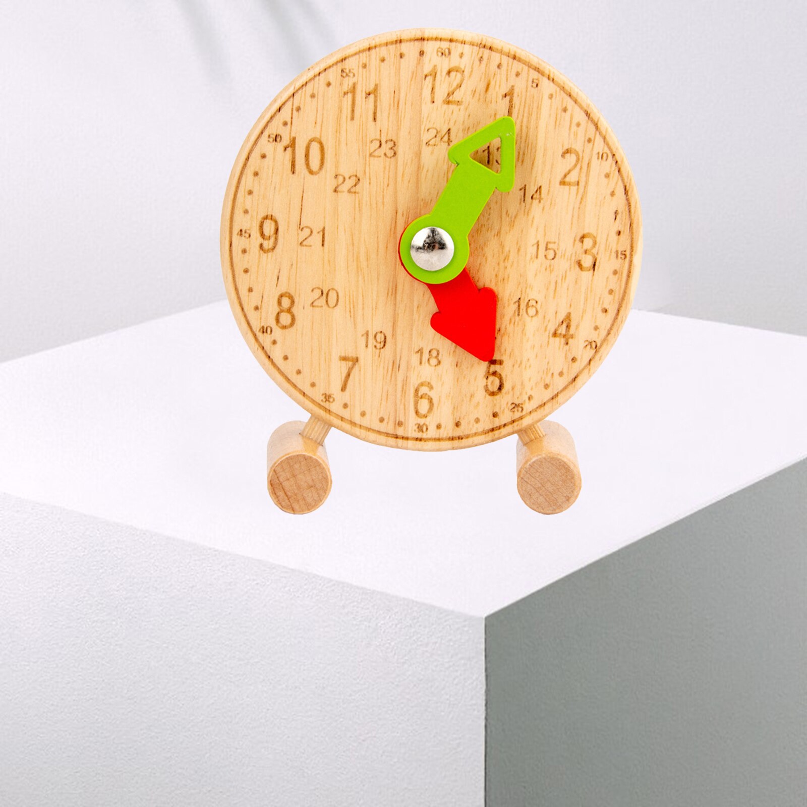 Free Standing Wooden Educational Teaching Clock Toys Tell The Time Numbers Learning Tool