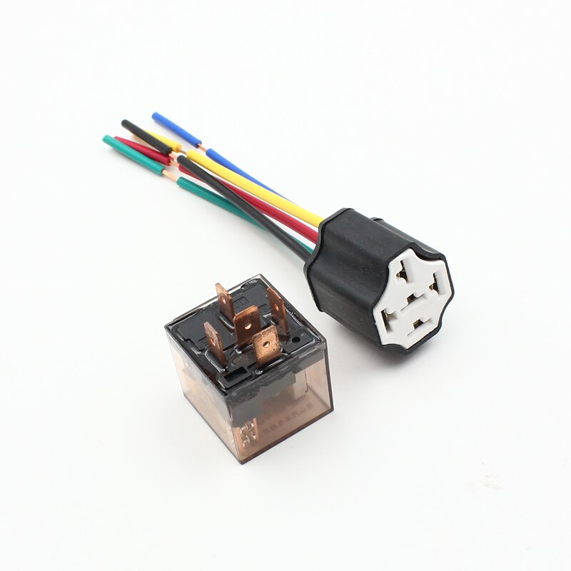 Car Transparent SPDT 80A Relay 4Pins 5Pins 12 Volt coil DC 24V Ceramic Relay Wiring Harness Socket Plug