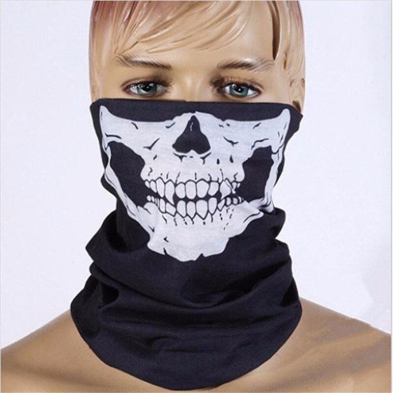 Masque facial crâne Halloween vélo Ski, squelette, extérieur moto vélo, multi-fonction, couvre-chef chapeau écharpe demi-masque