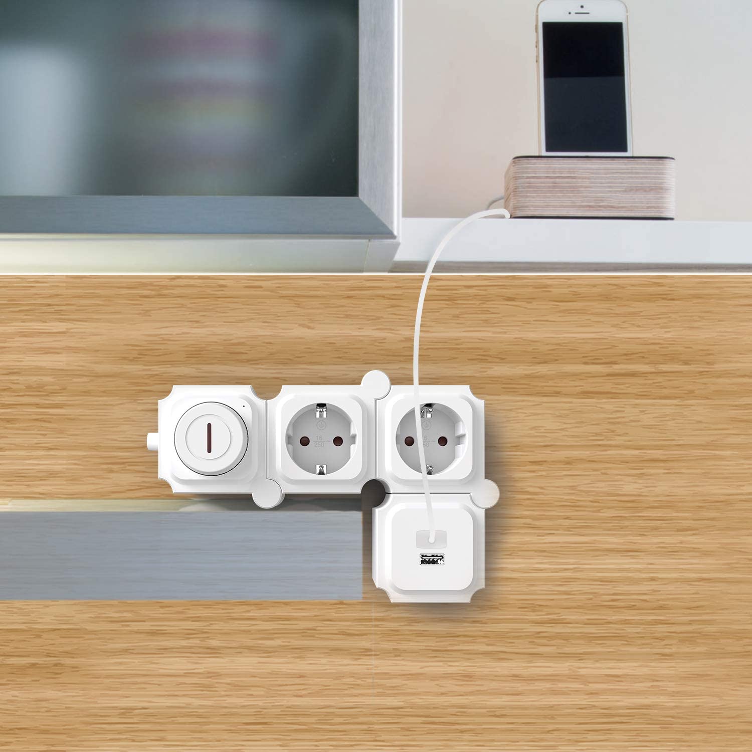 SCHUKO® Zweifach-Steckdose, 4 Leitungseinführungen, 2