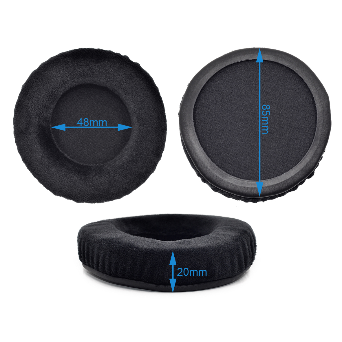 Defean All size Velour Memory Foam Earpads - Suitable for Sennheiser, AKG, HifiMan, ATH, Philips, Fostex, Sony headphone: 85mm