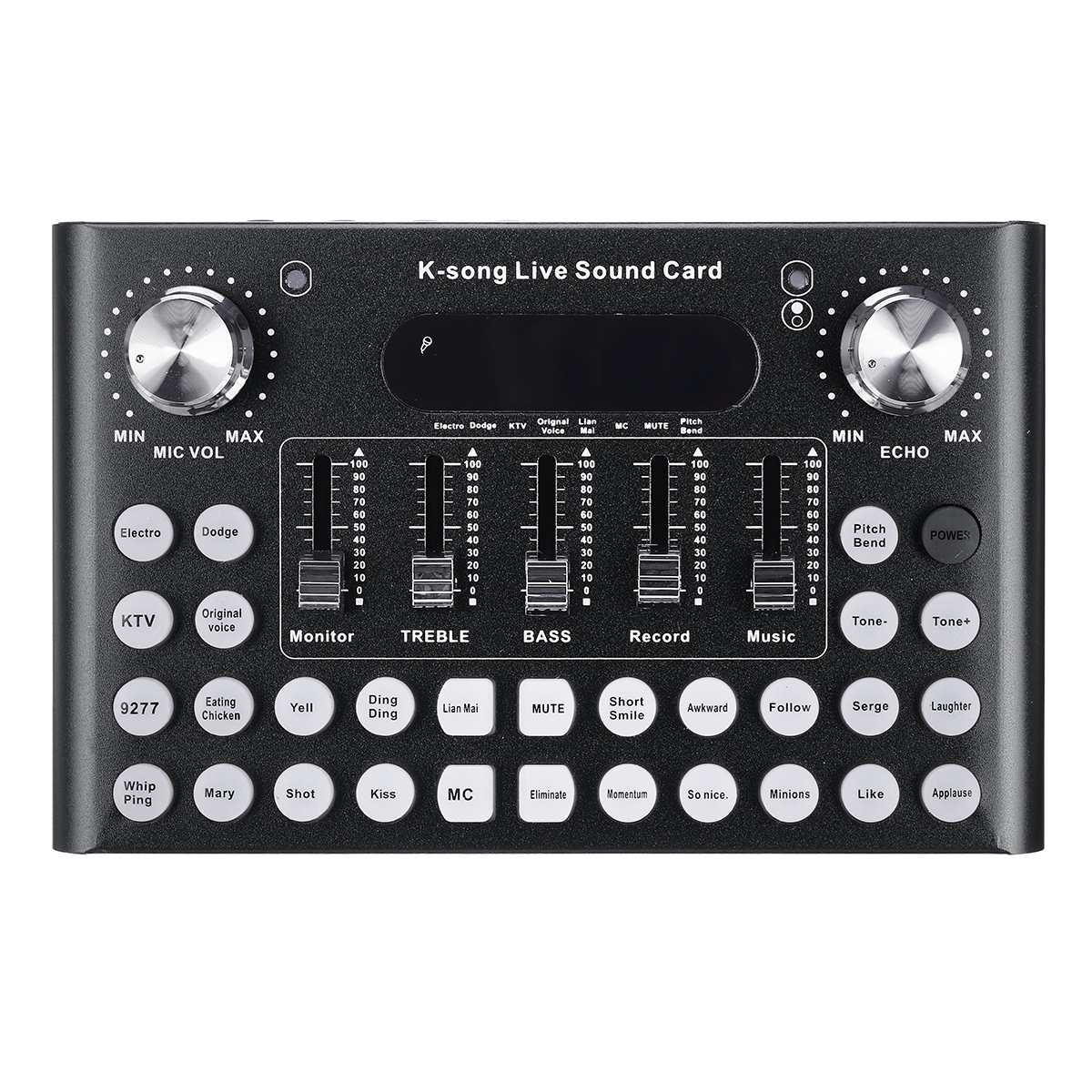 Sound Card Bluetooth Webcast Live Sound Card 18 sound effects Dual-core DSP Microphone Sound Card for Computer Mobile Phone KTV: Black