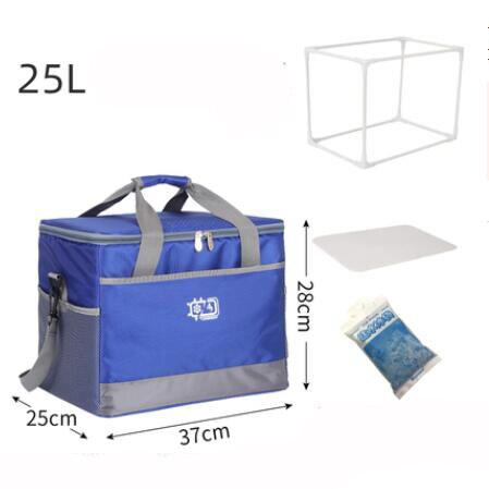 15L/25L Cooler Bag Waterproof Picnic Shoulder Bags For Food Drink Fruit Insulation Thermal Bag Ice Pack ThermaBag refrigerator: 25L blue  bracket