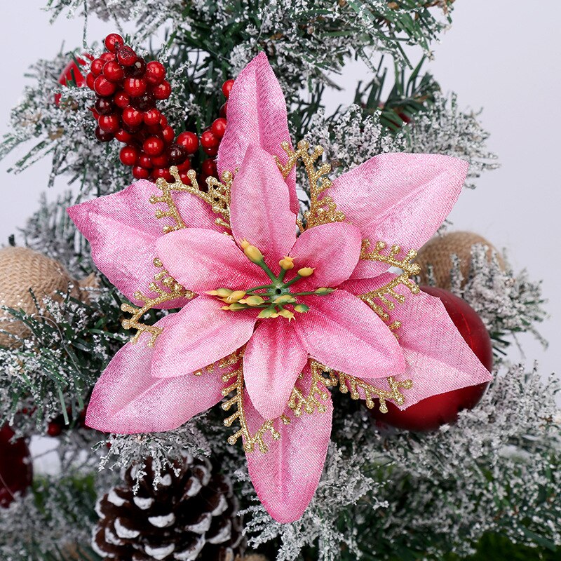 Kerstboom Decoratie Plastic Bloem Drie-layer driedimensionale Kunstmatige bloemen Voor Kerstboom Party Ornamenten