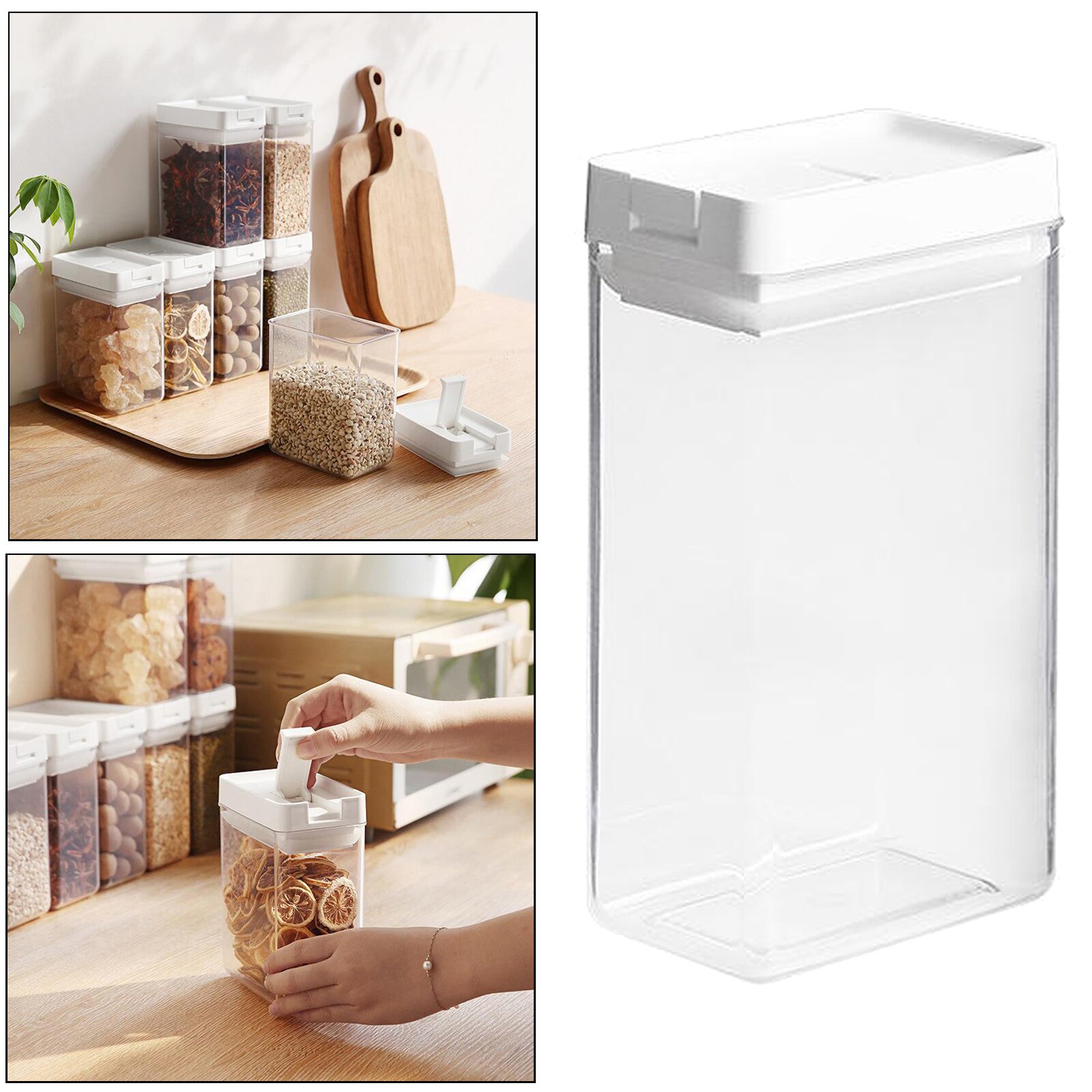 Airtight Cereal Container Clear Food Storage Box Kitchen Pantry Organizer