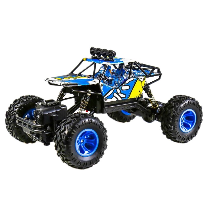 1/16 2.4Ghz Alloy Body Shell Rock Crawler 4Wd Double Motors Off-Road Remote Control Rc Buggy Bigfoot Climbing Car Vehicle Toys: Graffiti blue 
