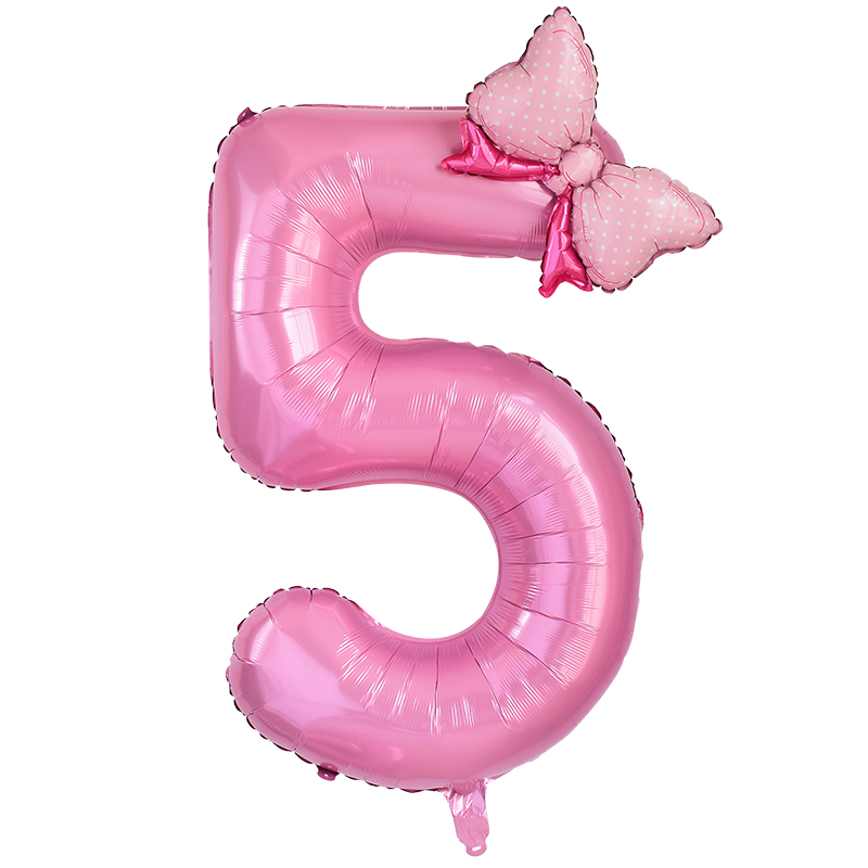 1pc grande 40 polegada número balão de folha rosa com arco 1 2 3 4 5 6 7 8 9 para crianças meninos meninas festa aniversário decorações do chuveiro do bebê: iridescent