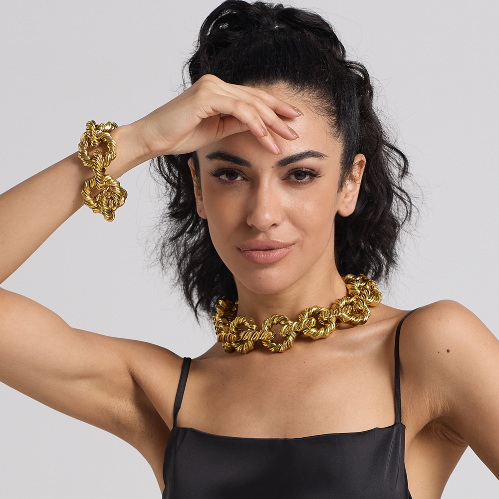 Pulsera de aros de Metal dorado para mujer, brazalete delicado de , accesorios de joyería, ,