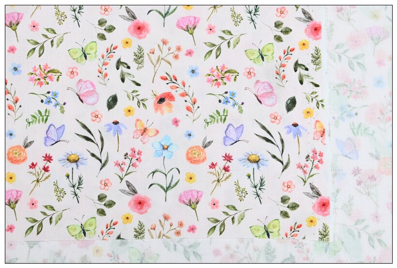 Wide110cm Cartoon Aquarel Vlinder Bloemen Katoenen Stof Materiaal Patchwork Naaien Stoffen Quilt Handwerken Diy Doek