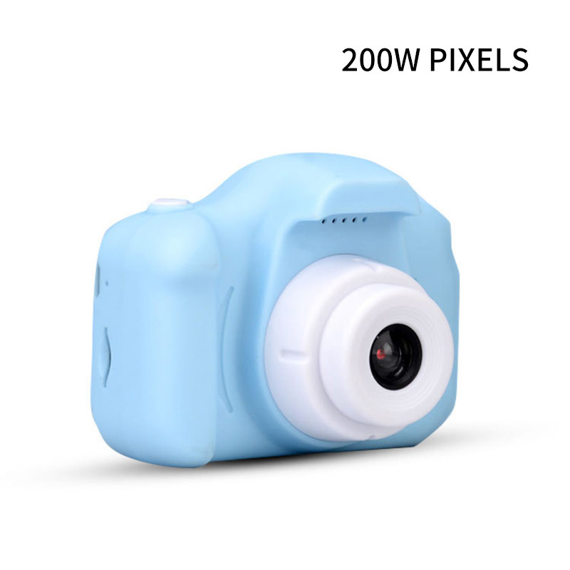 Digital Camera Video Camera HD Screen Mini Rechargeable Children Camera Shockproof Child Camcorder Children Birthday: 200w-Blue