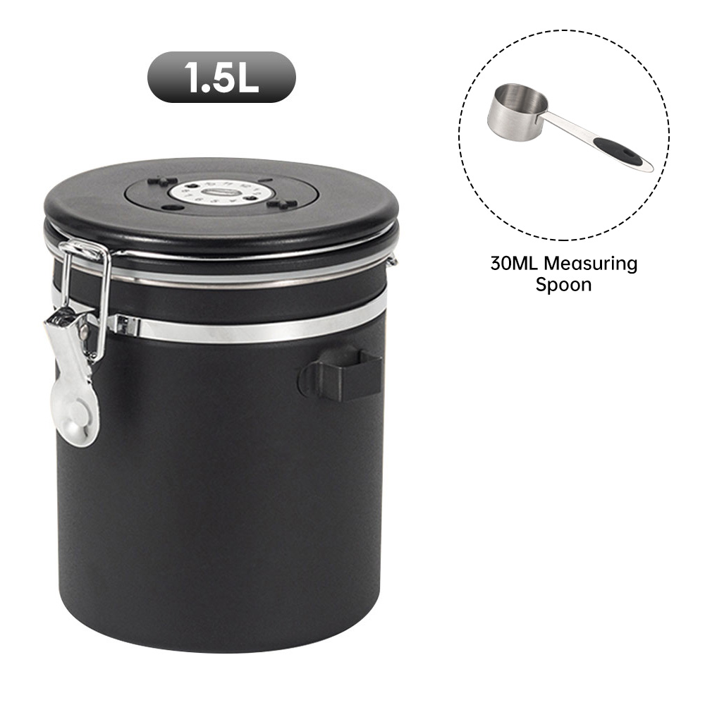 1.2/1.5/1,8 l Edelstahl-Kaffeebohnen dose Kaffee behälter mit großer Kapazität Versiegelung Kaffee füllung Lebensmittel lagerung enthalten: Licht Grün
