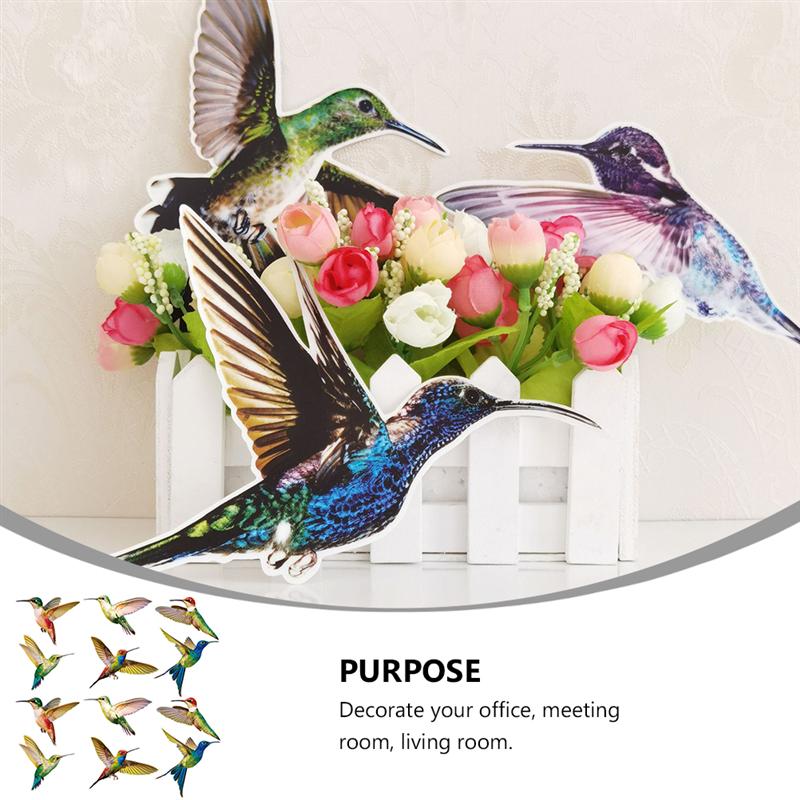 12 Pcs Hummingbird Window Clings Adhesive Window Stickers Decals Unique Window Decor Wall Stickers Collision Hummingbird Sticker