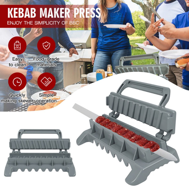 Kebab Maker BBQ Tools Meat Skewer Machine Kebab Press Maker Preparation Plastic Kabab Manual Kabob Mould Outdoor Camping Tools