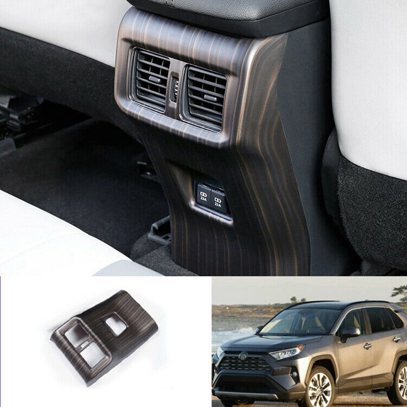 Wood Grain Rear Air Vent Outlet Cover Trim Rear Air Outlet Vent Panel Anti-Kick Panel For Toyota RAV4: Default Title