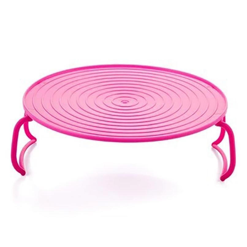 Multifunctional Kitchen Microwave Oven Shelf Heating Layered Steaming Rack Food Tray Rack Holder Organizer Tool Accessory: Pink
