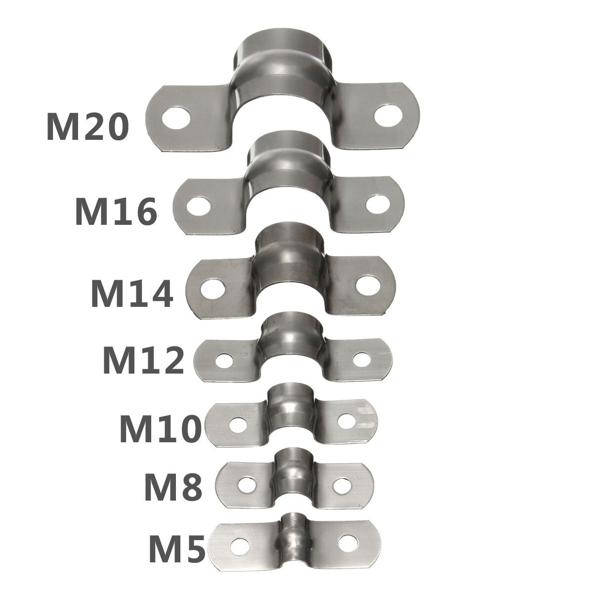 10 Pcs Stainless Steel Plumbing Tube Saddle Pipe Clips Bracket M5/M8/M10/M12/M14/M16/M20 All Sizes Clamp