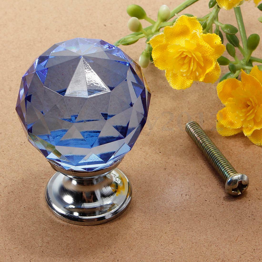 Rund 30mm diamant kristall glasdörr lådskåp garderob draghandtag rattar möbelhandtag: 2