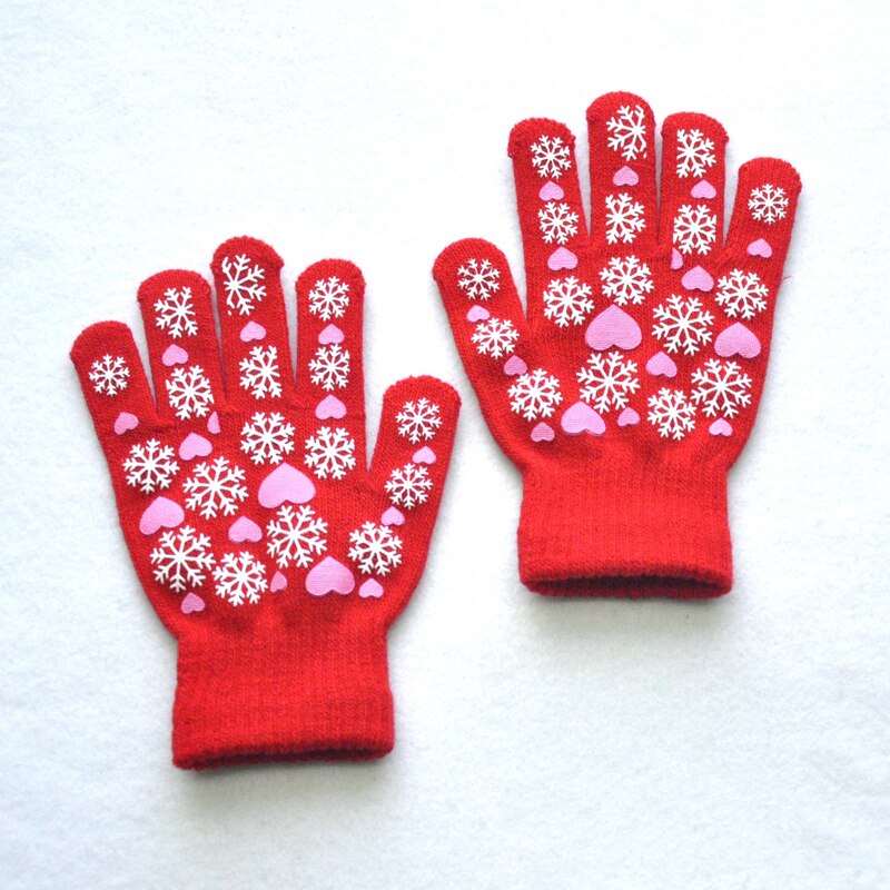 Warmom Nette Kind Fäustlinge freundlicher Winter Gestrickte Handschuhe Für Jungen Mädchen Schneeflocke Liebe aufbringen Fingerling Luvas Warme Fäustling: verrotten