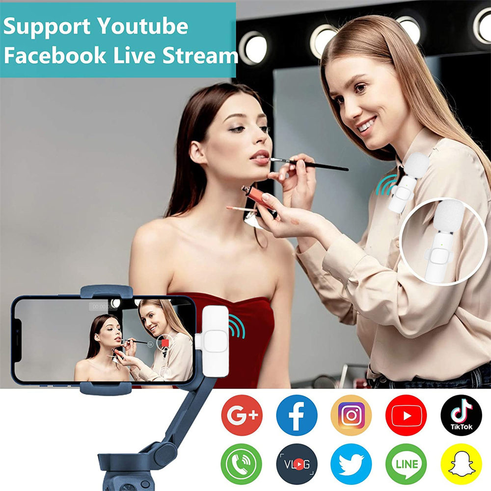 Nowy bezprzewodowy mikrofon krawatowy Przenośny mini mikrofon do nagrywania audio i wideo dla iPhone'a Android PC Camera Telefon do gier na żywo