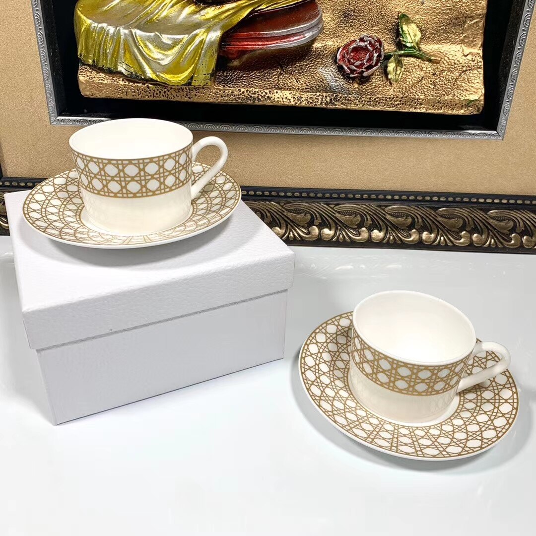Tasse à café en rotin doré, à carreaux, en céramique, thé, noir, vaisselle, Animal, de mariage et de pendaison de crémaillère