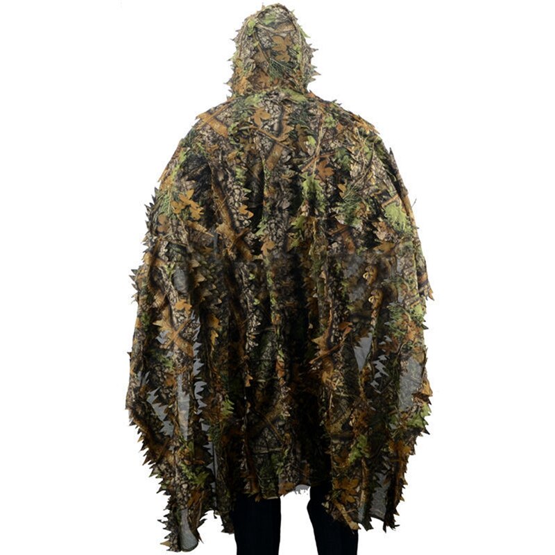 Camo 3D Leaf cloak Yowie Ghillie Breathable Open Poncho Type Camouflage Birdwatching Poncho Suit