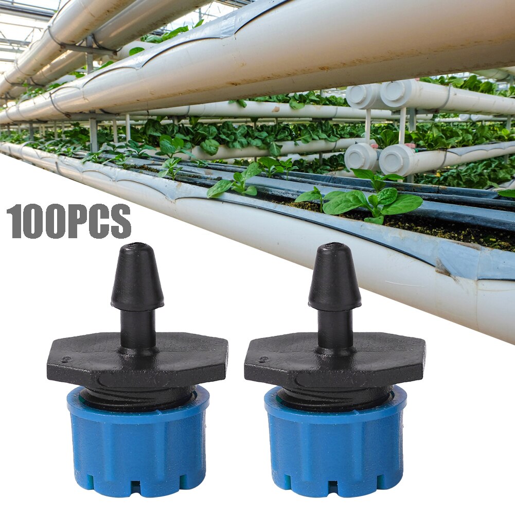 100Pcs Micro Flow Dripper Drip Head 1/4 Inch Slang Micro Dripper Tuin Irrigatie Misting Tuin Sprinkler Verstelbare Druppelaar: d